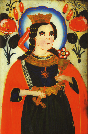 ICON OF ST. BARBARA THE GREAT MARTYR. Early 19th century, Transcarpathia. Likeness to real life is characteristic of modern Ukrainian iconography